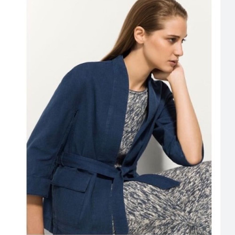 Massimo Dutti Textured Cotton Wrap Jacket